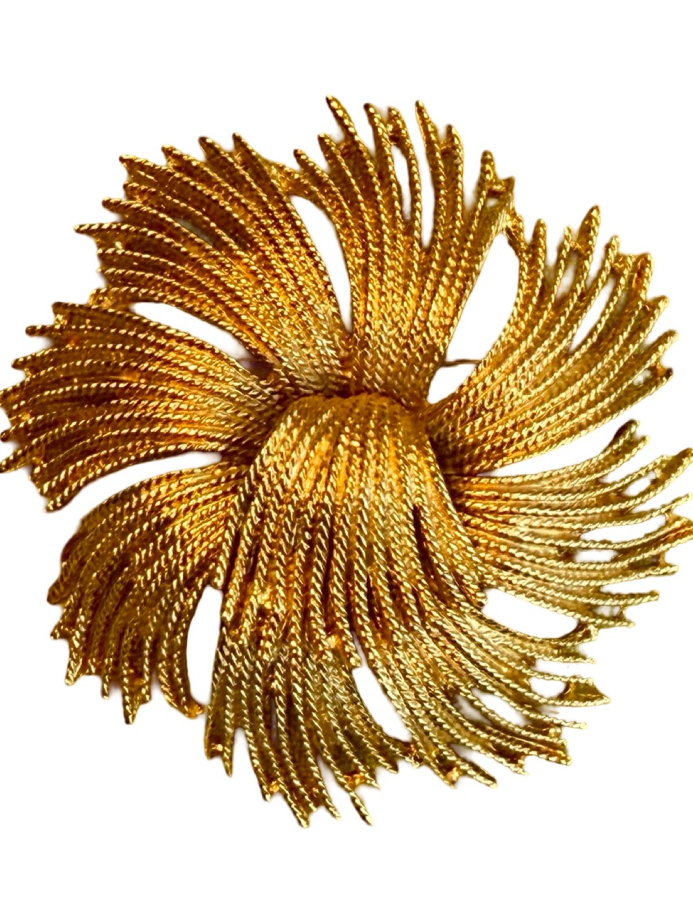 Vintage Monet Gold Tone Abstract Swirl Brooch Textured Statement Pin
